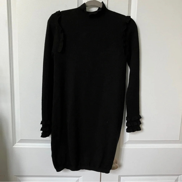 hr2  Holt Renfrew Black Soft Stretch Knit Ruffle Dress - Picture 8 of 8
